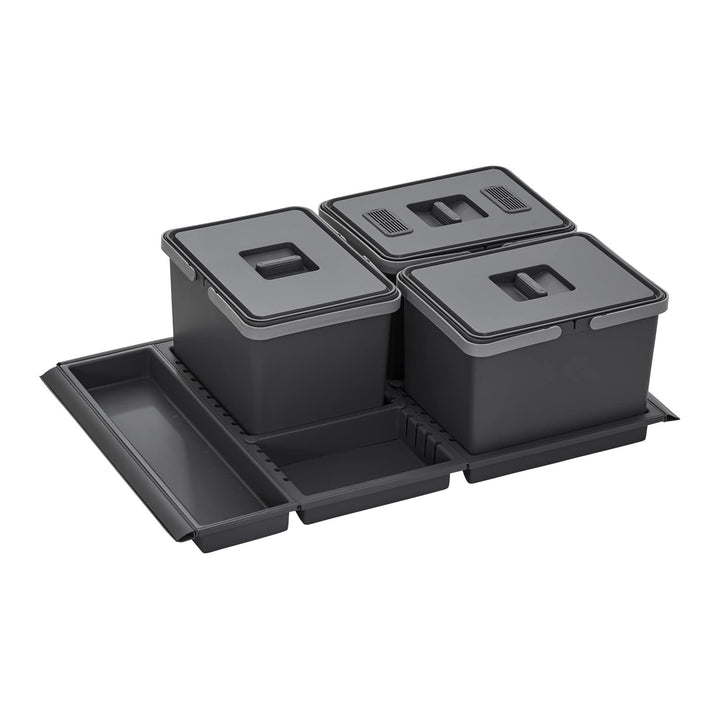 SOTECH Abfallsammler Draw 12+12+12L Abfalltrennsystem mit Deckel 80cm DRAW 80 cm 12+12+12L, DRAW 80