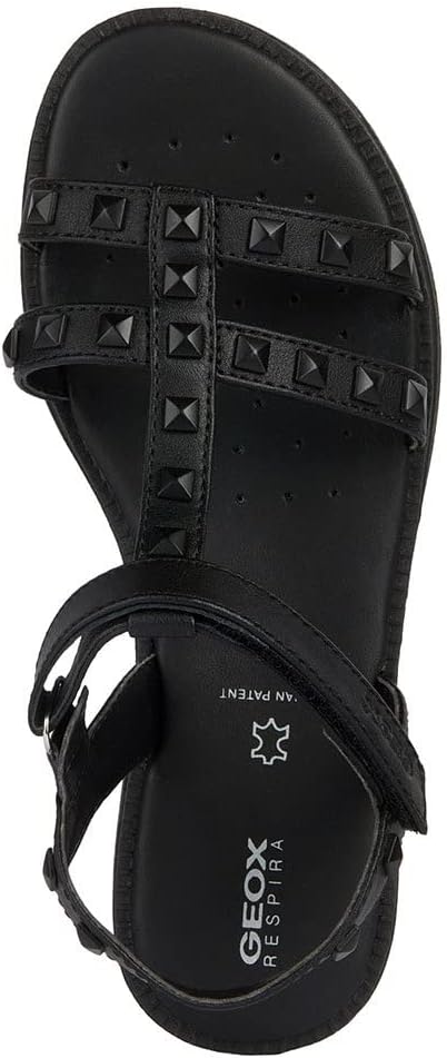 Geox Mädchen J Karly Girl Sandal 28 EU Schmal Schwarz, 28 EU Schmal Schwarz