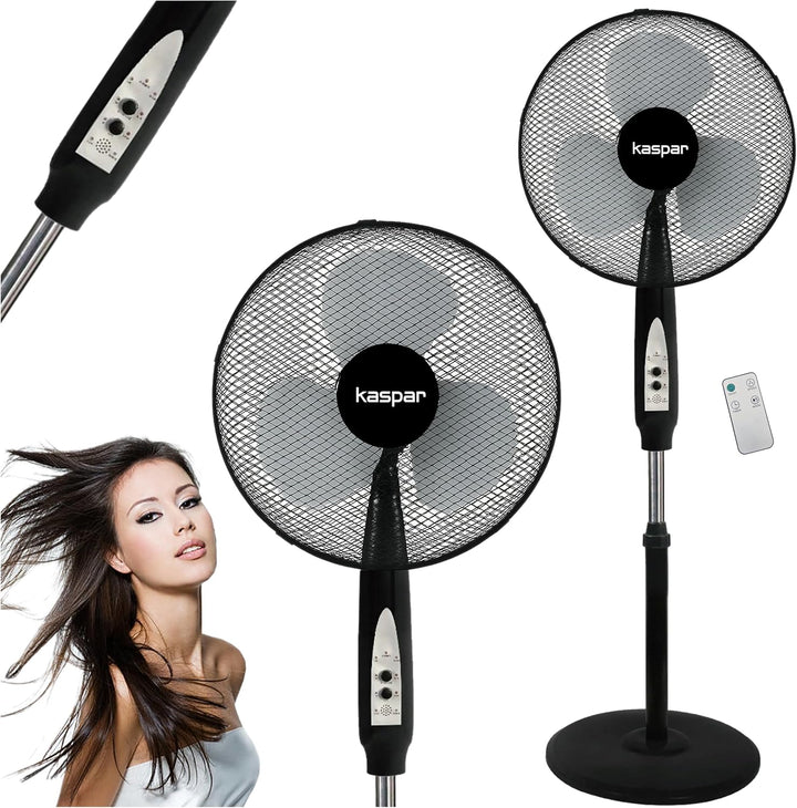 Kaspar Ventilator Standventilator mit Fernbedienung mit 3 Windgeschwindigkeiten Oszillationsfunktion