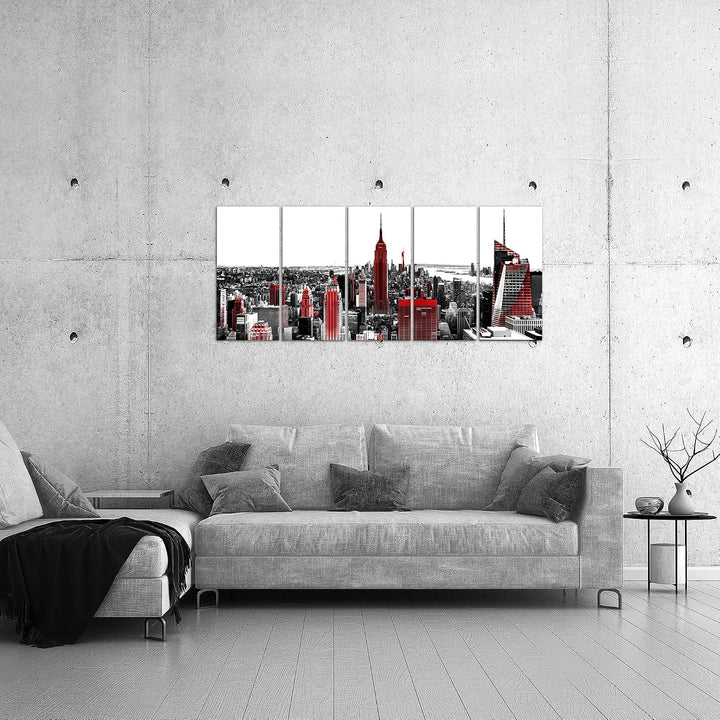 Runa Art Bild New York city Wandbilder auf Vlies Leinwand 5 Teilig Wanddekoration Wohnzimmer Büro 00