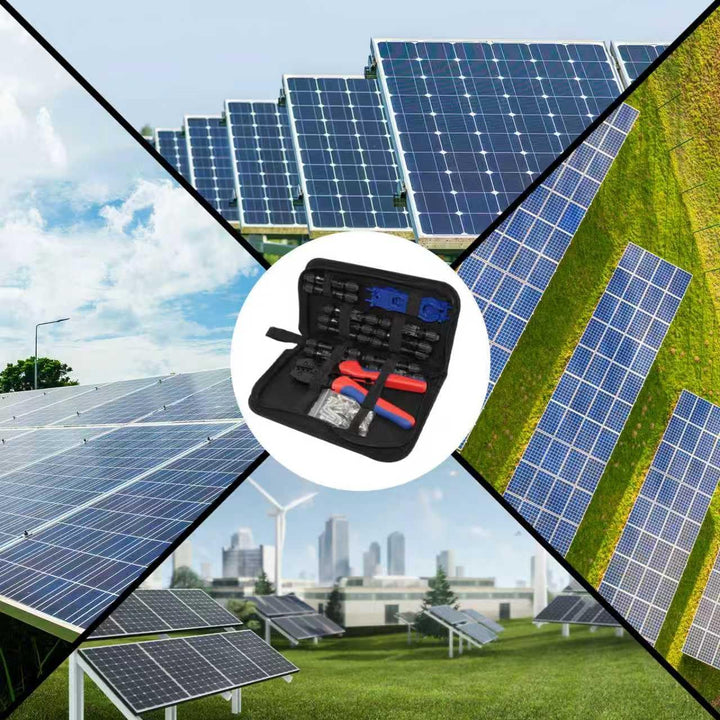Solar Crimpzange Set für 2.5/4/6mm² PV Kabel, mit 1 MC4 Crimpzangen, 12 Paar Kabelstecker, 12 Paar M