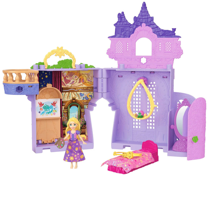 Mattel Disney Princess Spielzeug, Rapunzel Storytime Stackers Puppenhaus-Turm mit Kleiner Rapunzel-P