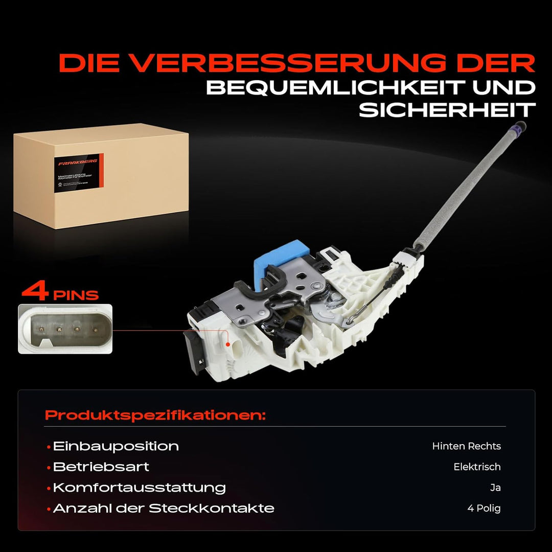 Frankberg Türschloss Stellmotor Hinten Rechts 4-Polig Kompatibel mit C-Klasse W204 Limousine 2007-20
