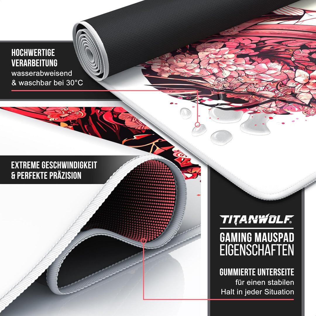 TITANWOLF - XXL Speed Gaming Mauspad 900 x 400mm - XXL Mousepad - Tischunterlage Large Size - verbes