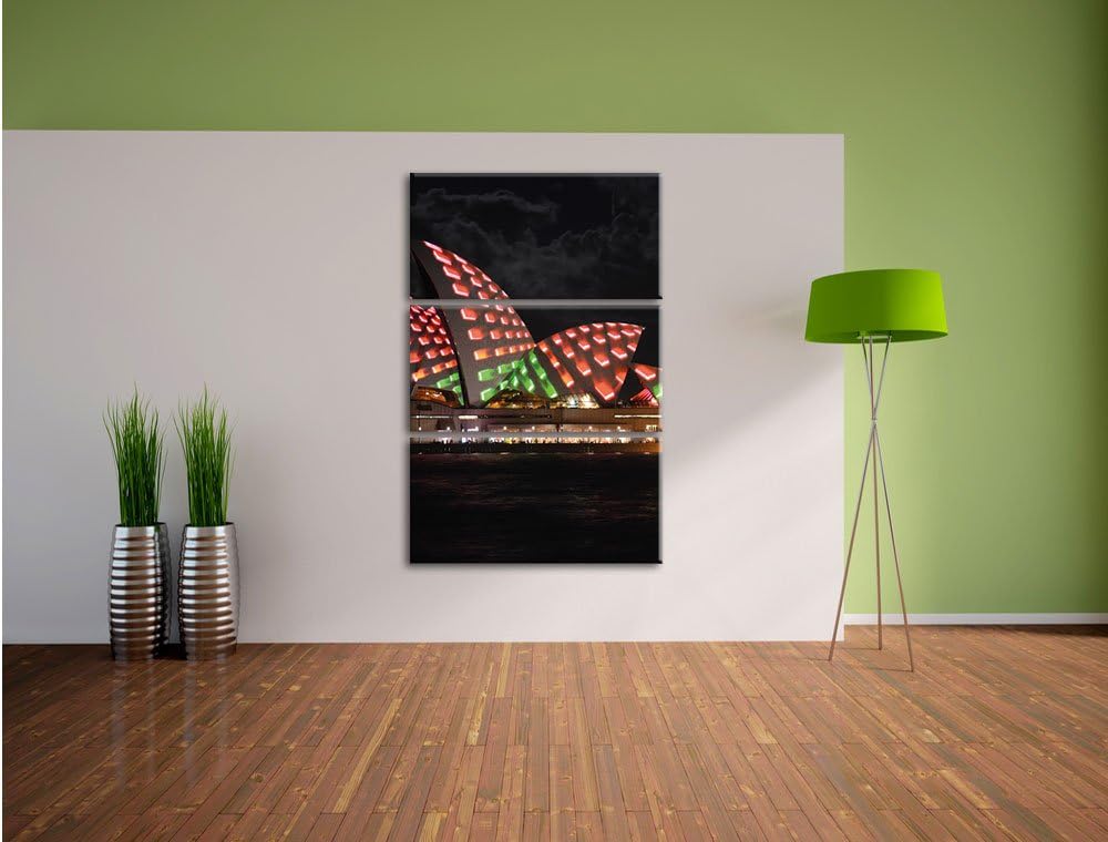 Pixxprint Sydney Opera House bei Nacht als Leinwandbild/Grösse: 3 Teilig (120x80) cm/Wandbild/Kunstd
