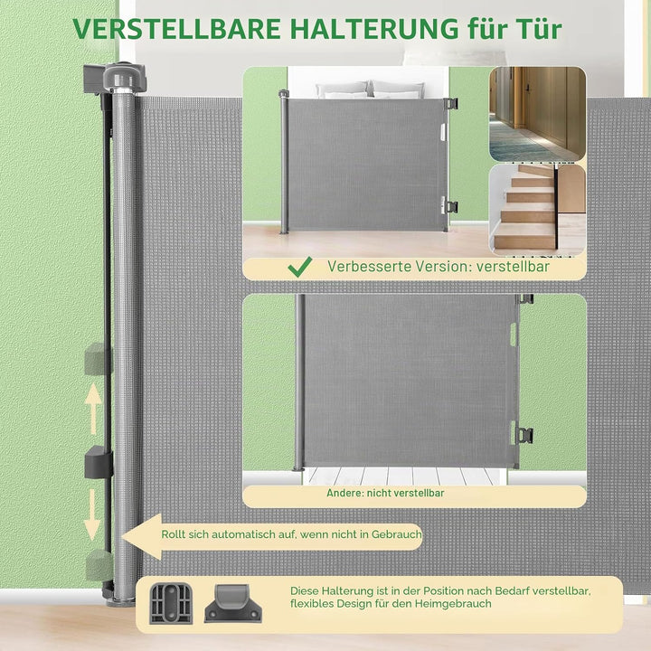 MYPIN Türschutzgitter Ausziehbar, 0-140cm Treppenschutzrollo Hund Türgitter und Baby Treppenschutzgi
