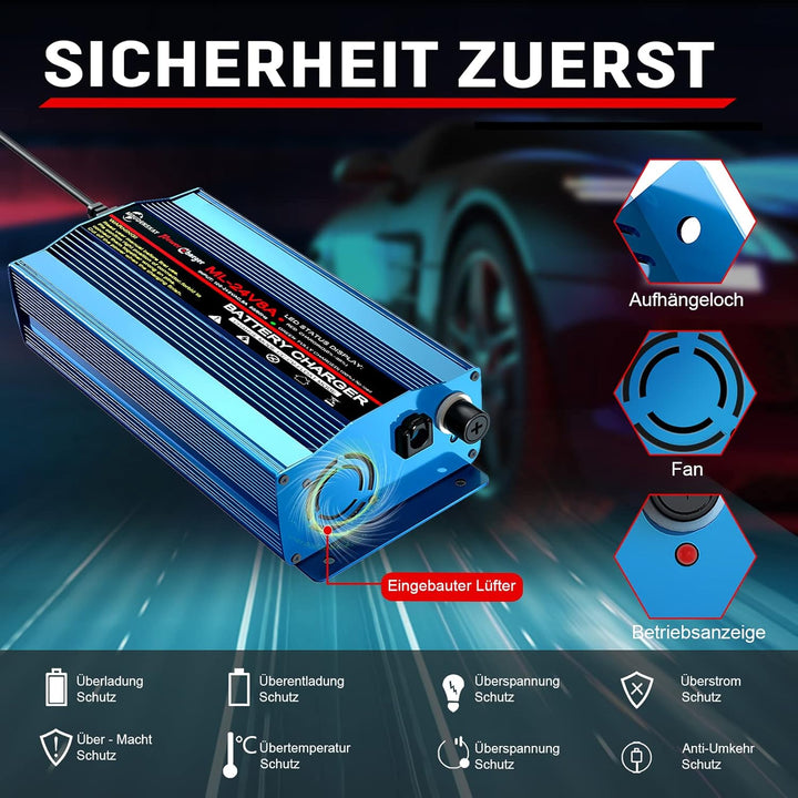 24V 8Amp Smart Automatic Battery Charger,Batterieladegerät Automotive Mit XLR-Anschluss für Roller R