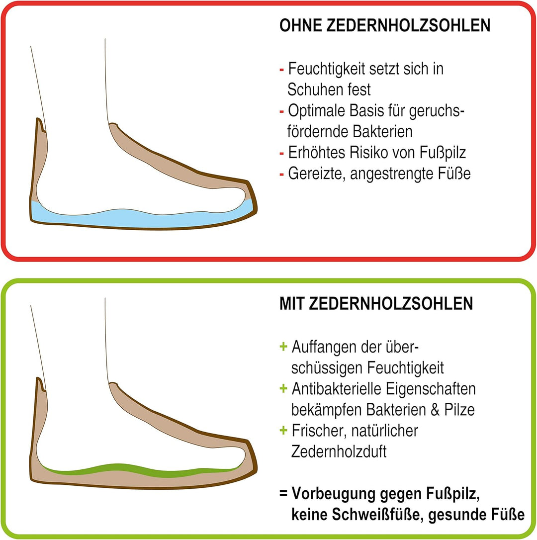Nawemo 5er Pack/5 Paar Zedernholzsohlen Damen, antibakterielle Zedernholz Einlegesohlen gegen Schwei