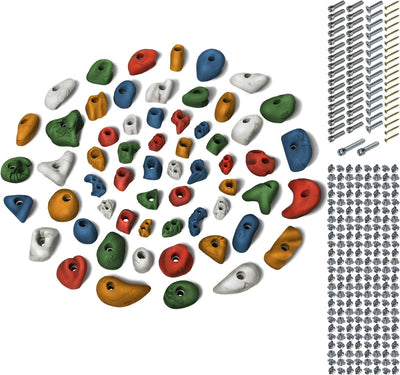 ALPIDEX Starterset: 60 Klettergriffe Klettersteine inkl. Schrauben und Einschlagmuttern Mixed