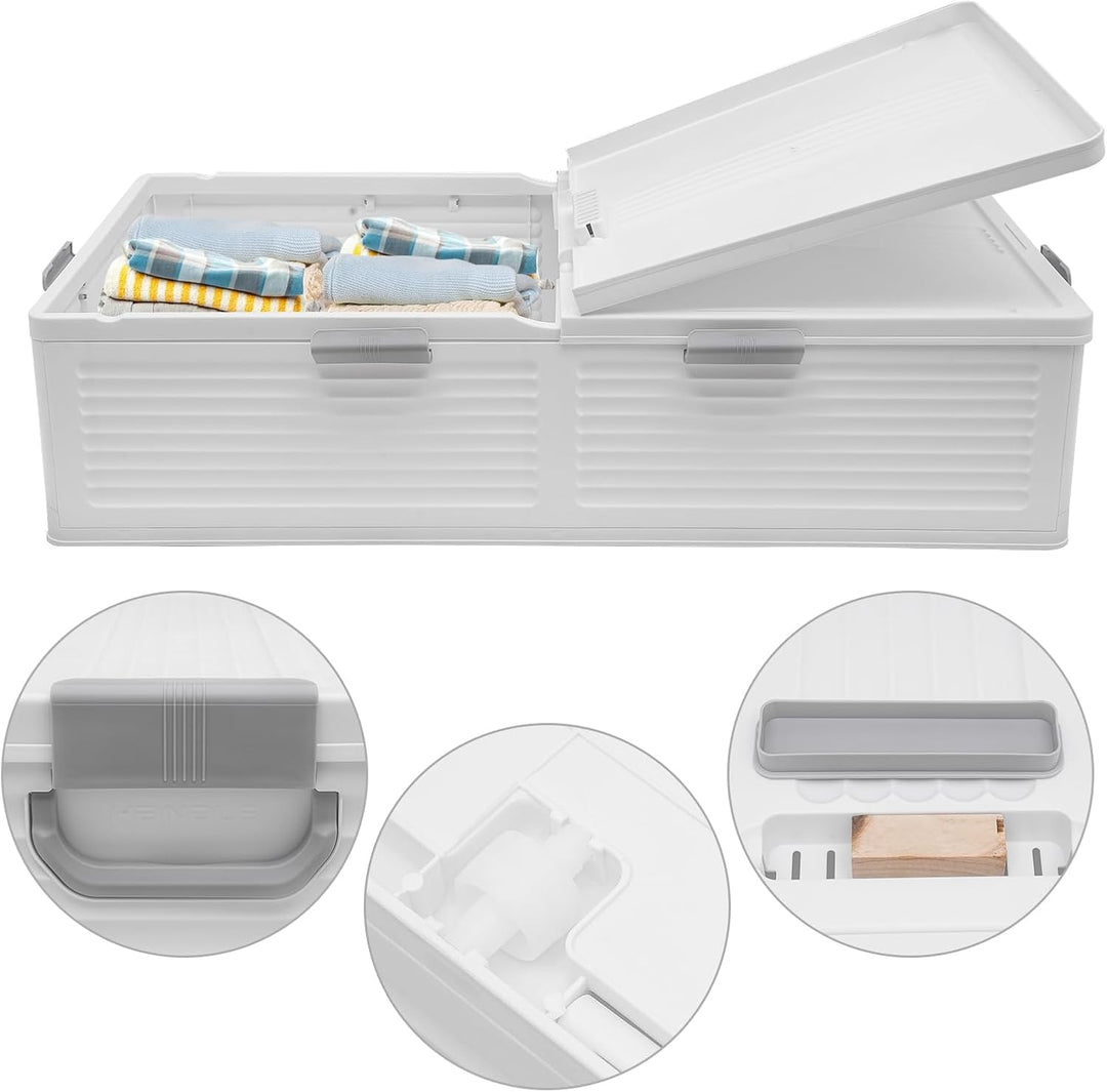 Kunststoff Unterbettkommode 101 * 51,5 * 24cm Gross Unterbett Aufbewahrung Box mit Deckel, Unterbett