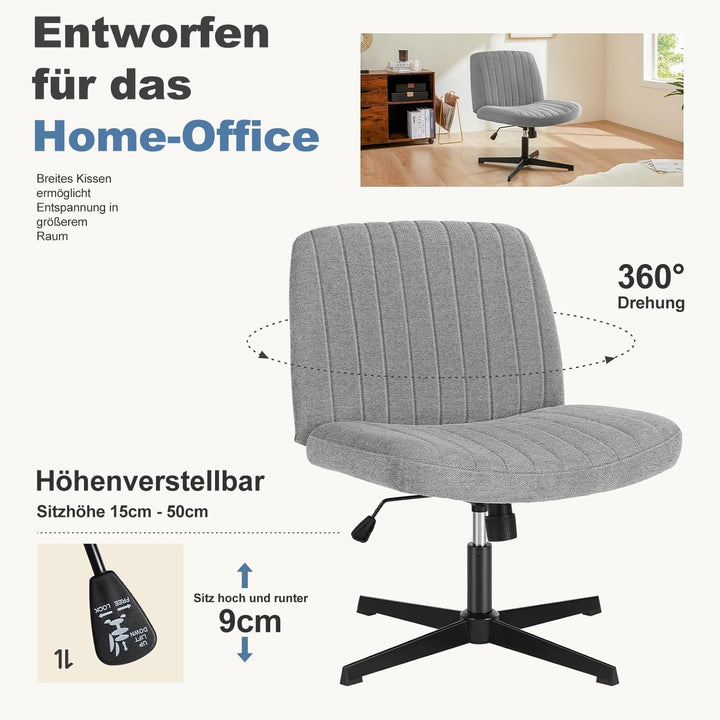DUMOS Bürostuhl Ohne Armlehne, Teddysamt und Bequemes Netzgewebe Criss Cross Chair, mit Verbreiterte