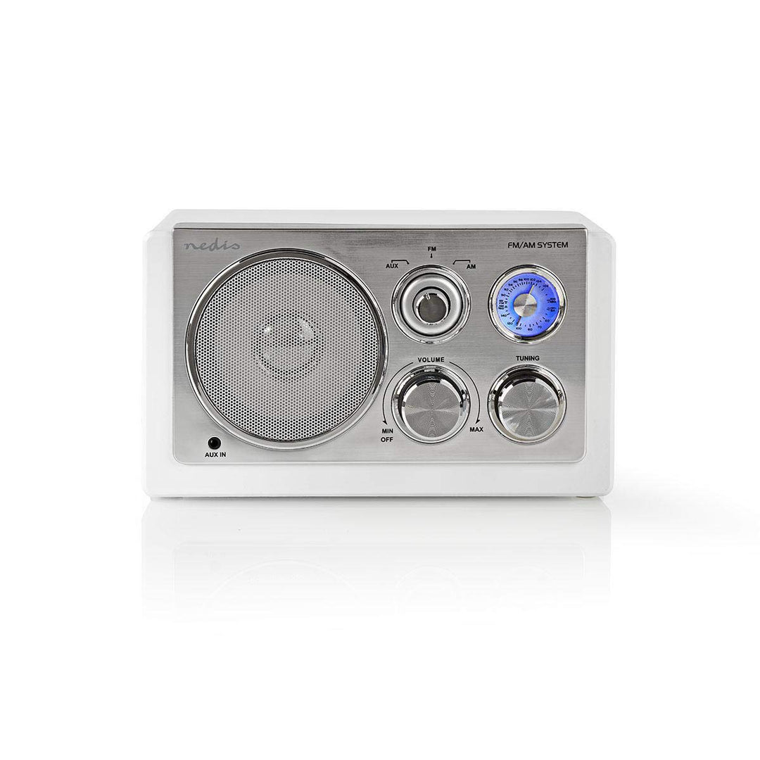Nedis - UKW-Radio - 9 W - Analoges Tuning - Retro-Design - AUX-Eingang - Abstimmreglers - Antenne -
