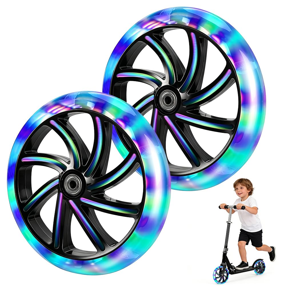 2 Stück 200x40mm Scooter Rollen, Ersatzreifen ScooterRäder mit ABEC-9 Lager, Anti-Rutsch Roller Räde