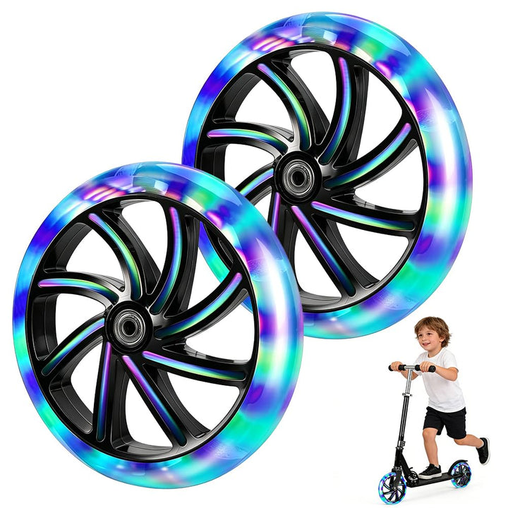 2 Stück 200x40mm Scooter Rollen, Ersatzreifen ScooterRäder mit ABEC-9 Lager, Anti-Rutsch Roller Räde