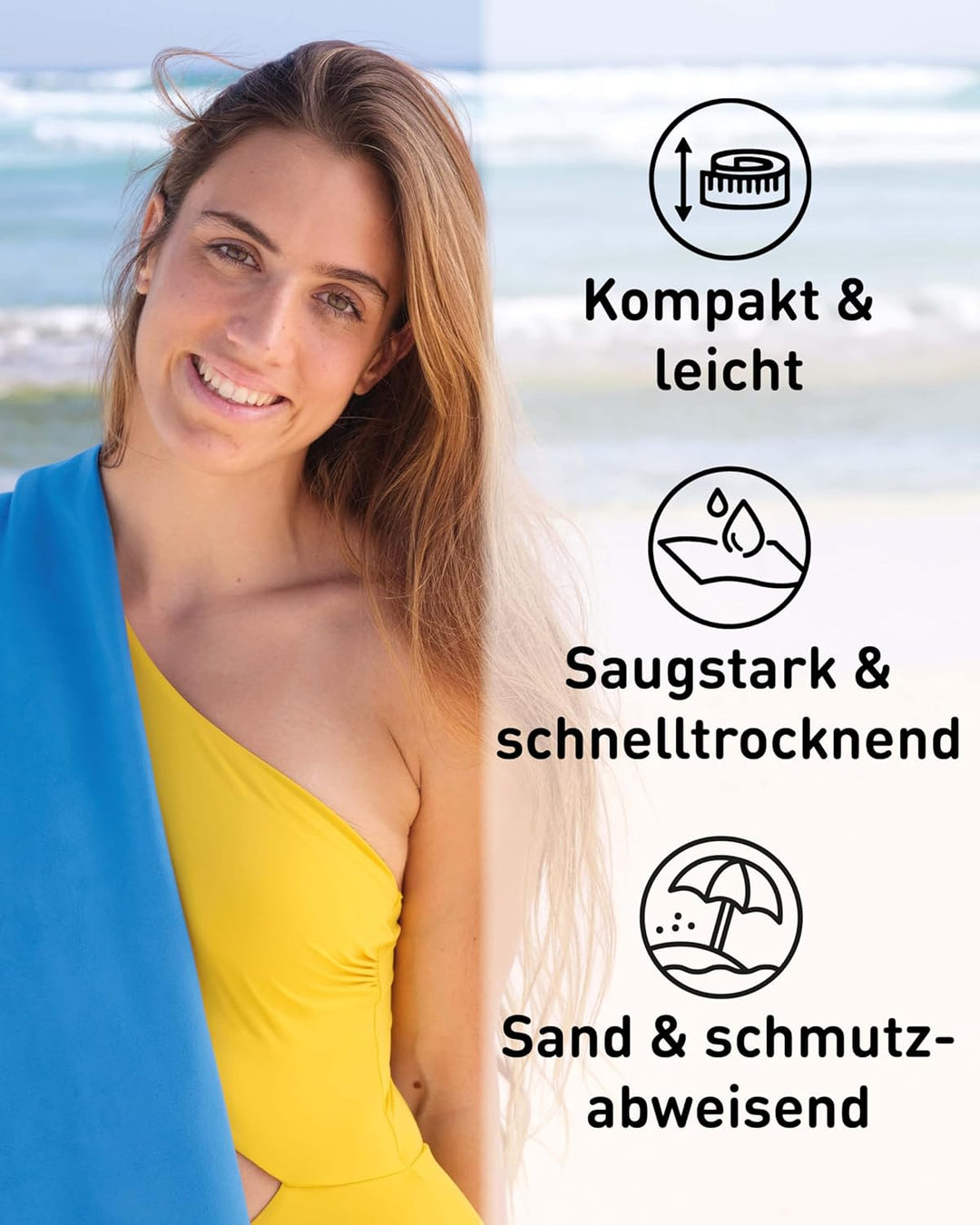 Fit-Flip Mikrofaser Handtuch - kompakte Microfaser Handtücher - ideal als Sporthandtuch, Reisehandtu