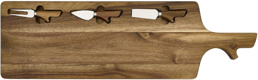 HOME DECO FACTORY, KA0666, Käsebrett aus Akazienholz mit 3 Messern, Elegantes und praktisches Design