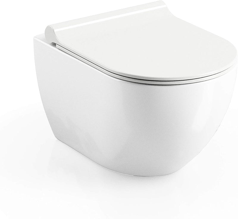 Design Hänge WC RimOff | Spülrandlose Toilette | Wand-WC-Set | inkl. WC Sitz Slim mit SoftClose | WC