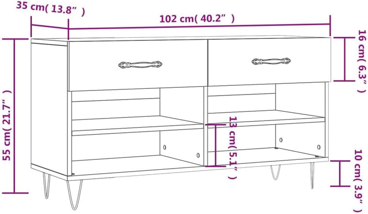 vidaXL Schuhbank, Schuhregal mit 2 Schladen 4 Fächern, Schuhschrank mit viel Stauraum, Sitzbank Flur