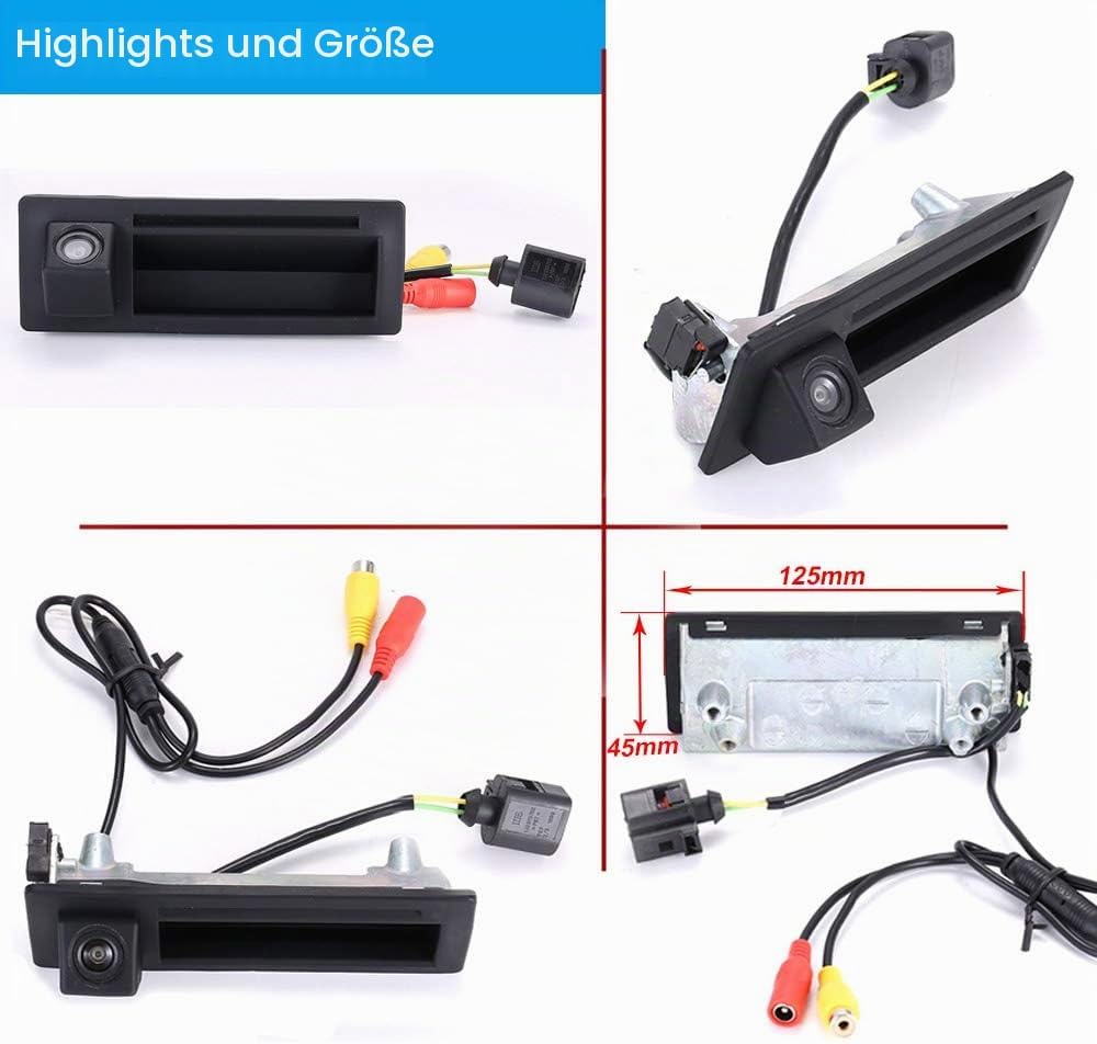 Wasserdicht Nachtsicht HD Rückfahrkamera mit Kofferraumgriff Schalter Ersatz für VW Bora Variant Kom