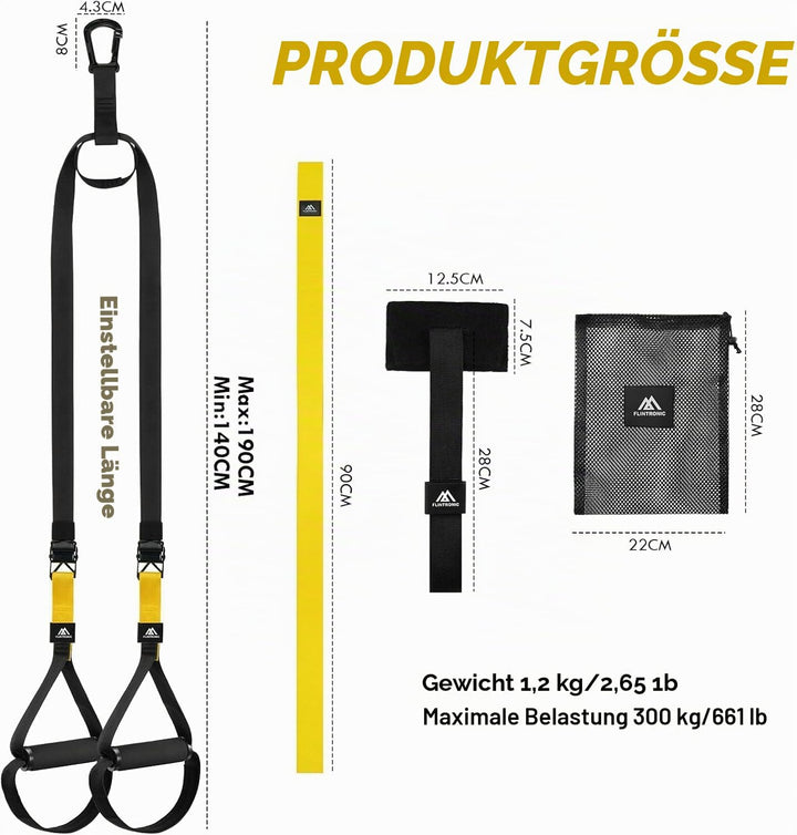 Flintronic Schlingentrainer, Sling Trainer Set für EIN Ganzkörpertraining, Schlingentrainer für Zuha