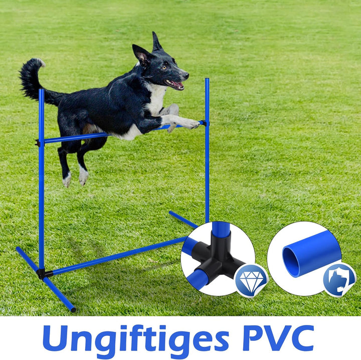 4X Agility Set Hunde Slalomstangen Hund Training Set Höhenverstellbar Kunststoff Hürdenset Hobby Hor