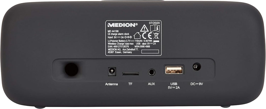 MEDION P66107 Radiowecker mit USB-Ladegerät (Uhrenradio, Weckstation, Bluetooth, kabelloses wireless