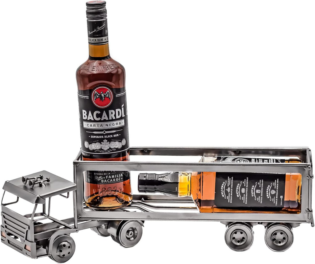 STEEMO Schraubenmännchen Weinflaschenhalter LKW – Handgefertigter Lastwagen aus Stahl, originelle Ge