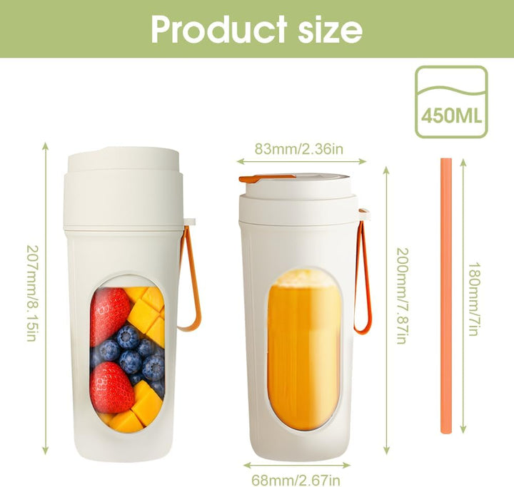 Tragbarer Mixer für Smoothie, 450ml Mixer Smoothie Maker To Go Mini Mixer to Go USB Aufladbarer Mini