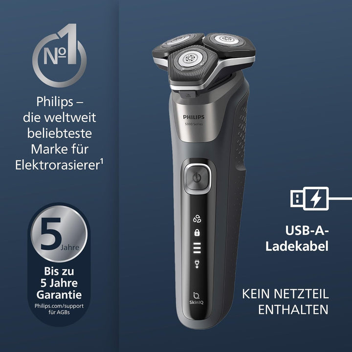 Philips Shaver Series 5000 – Elektrischer Nass- & Trockenrasierer in Carbongrau mit 1 integrierten a