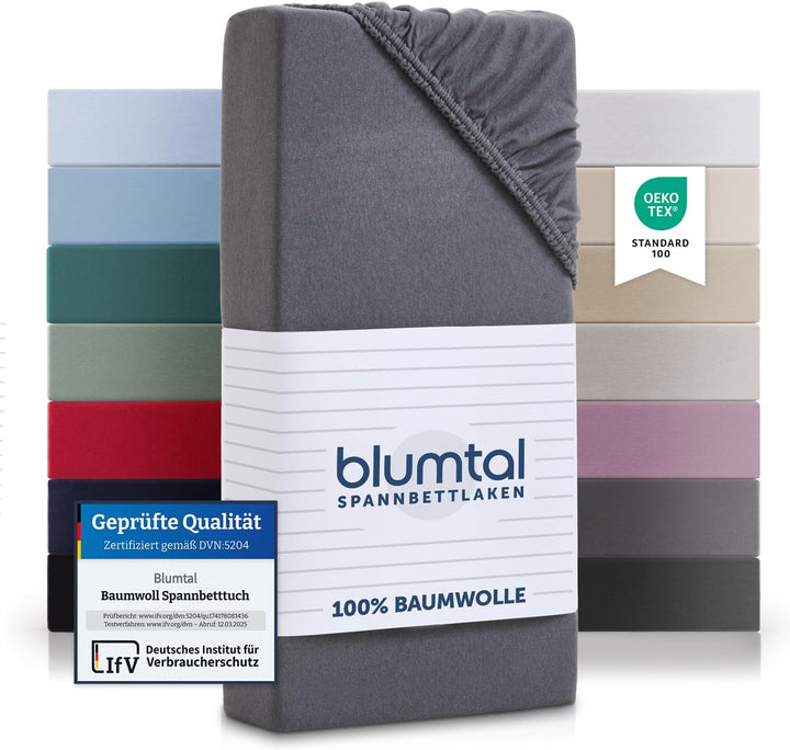 Blumtal® Spannbettlaken 160x200cm Basics Jersey im 2er Set - Bettbezug 160x200cm aus 100% Baumwolle