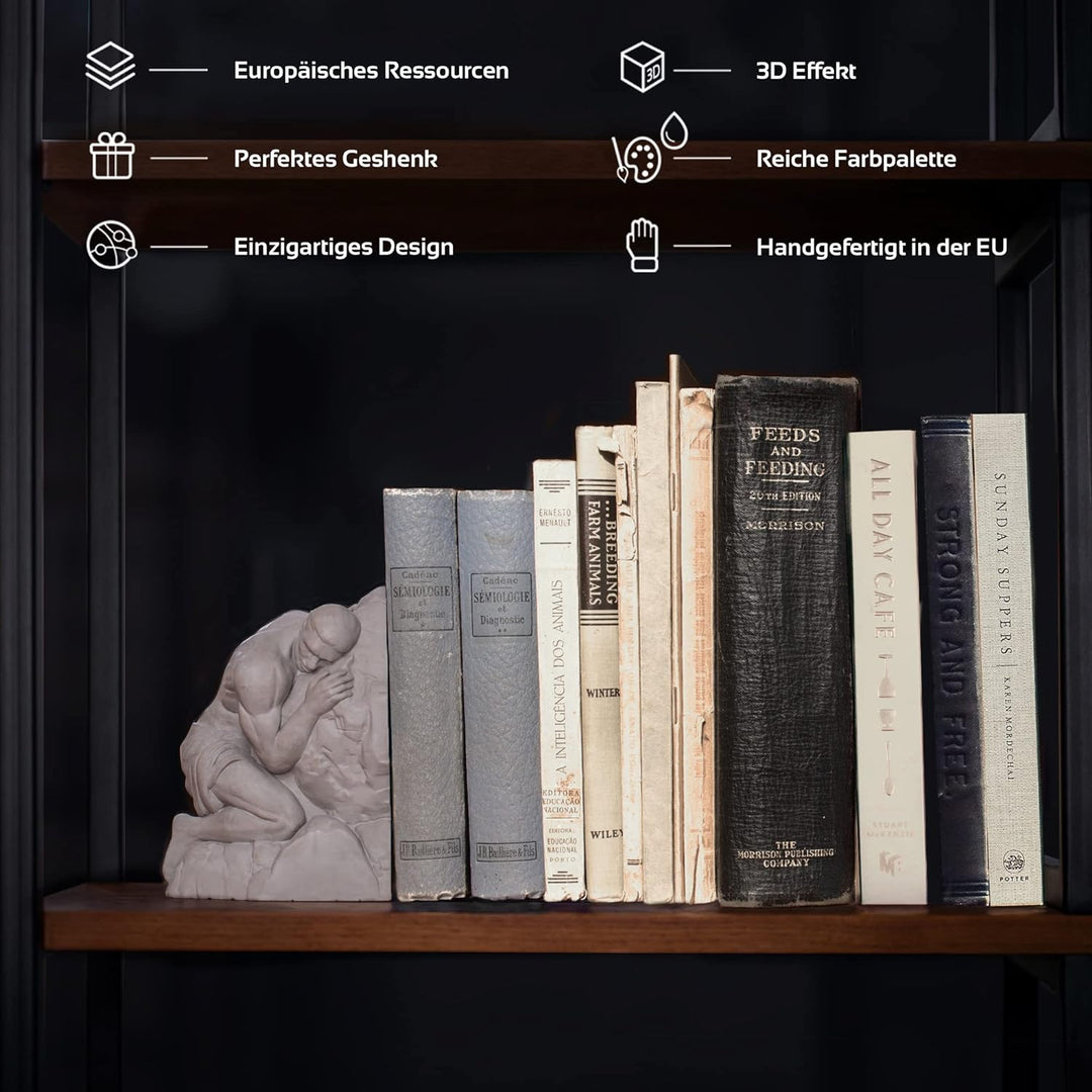 concrette Buchstütze Sisyphus aus architektonischem Beton - Stütze für Bücherregal Buchhalter Buchst