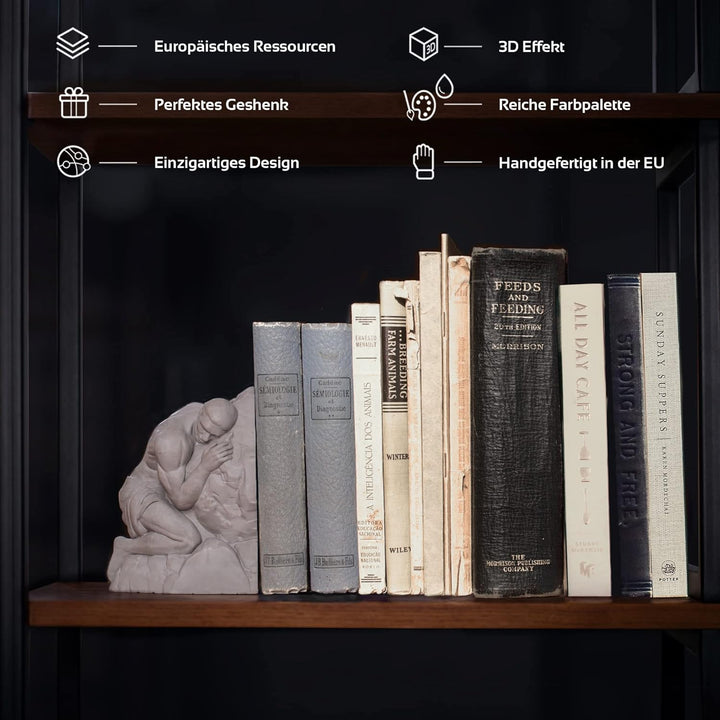 concrette Buchstütze Sisyphus aus architektonischem Beton - Stütze für Bücherregal Buchhalter Buchst