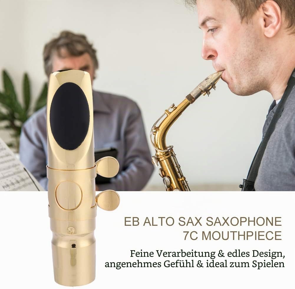 Saxophon 7C Mundstück, Es Alt Saxophon 7C Mundstück Metall mit Cap Pads Musikinstrumente Zubehör