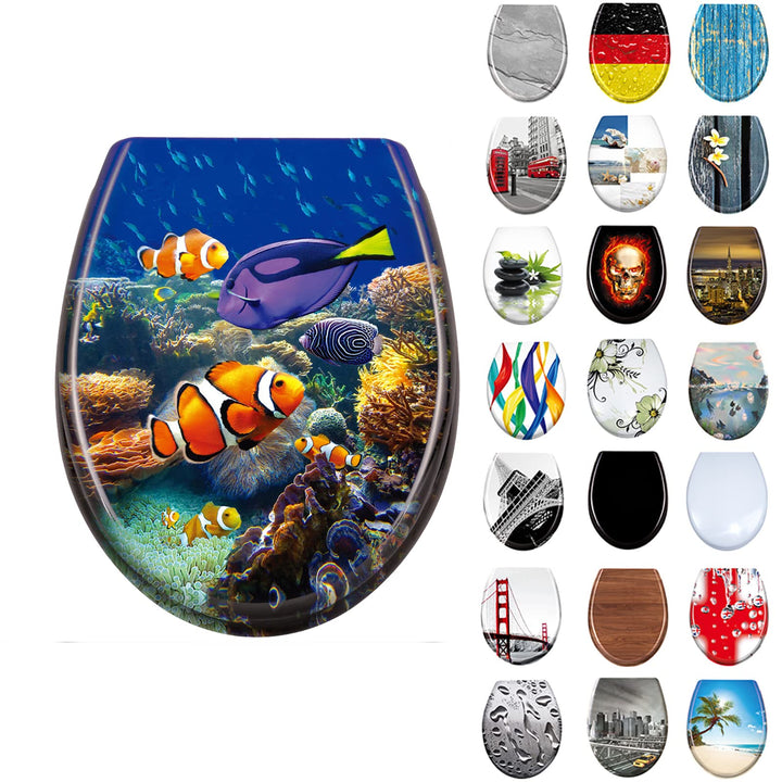 LARS360 Toilettendeckel WC Sitz mit Absenkautomatik, Toilettendeckel aus Antibakteriellem Duroplast,