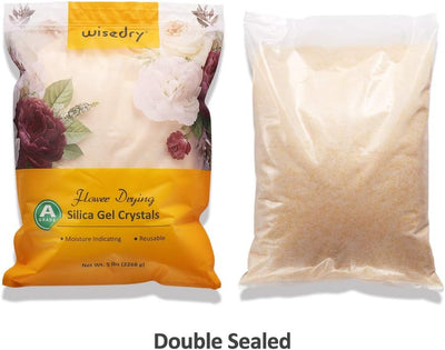 wisedry Silicagel für Trocknen Blümen 5 LBS (2.2KG), Feine Kristalle < 1mm, Silica Gel mit Indikator