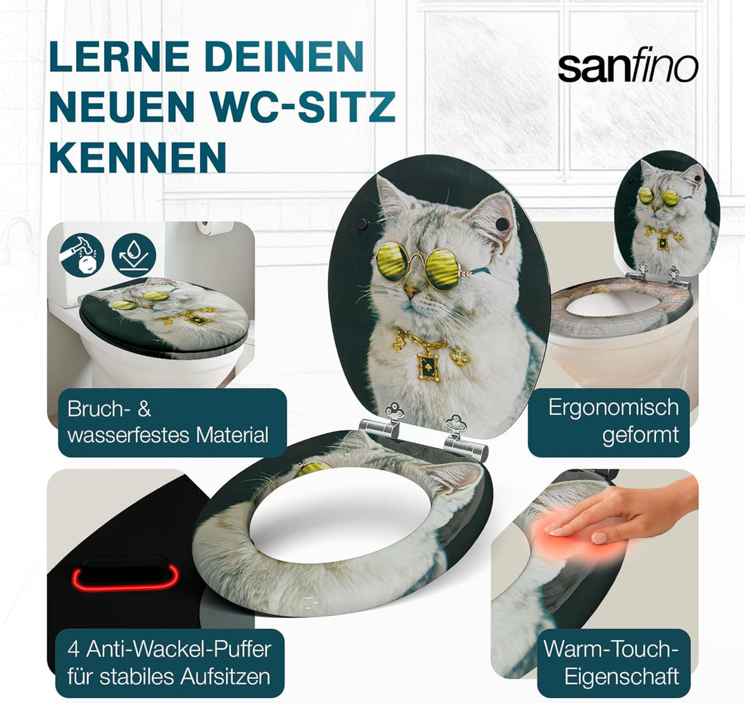 Premium WC Sitz mit Absenkautomatik – hochwertige Toilettendeckel aus Holz, viele bunte Motive, hohe