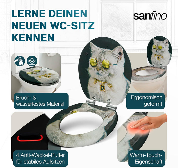 Premium WC Sitz mit Absenkautomatik – hochwertige Toilettendeckel aus Holz, viele bunte Motive, hohe