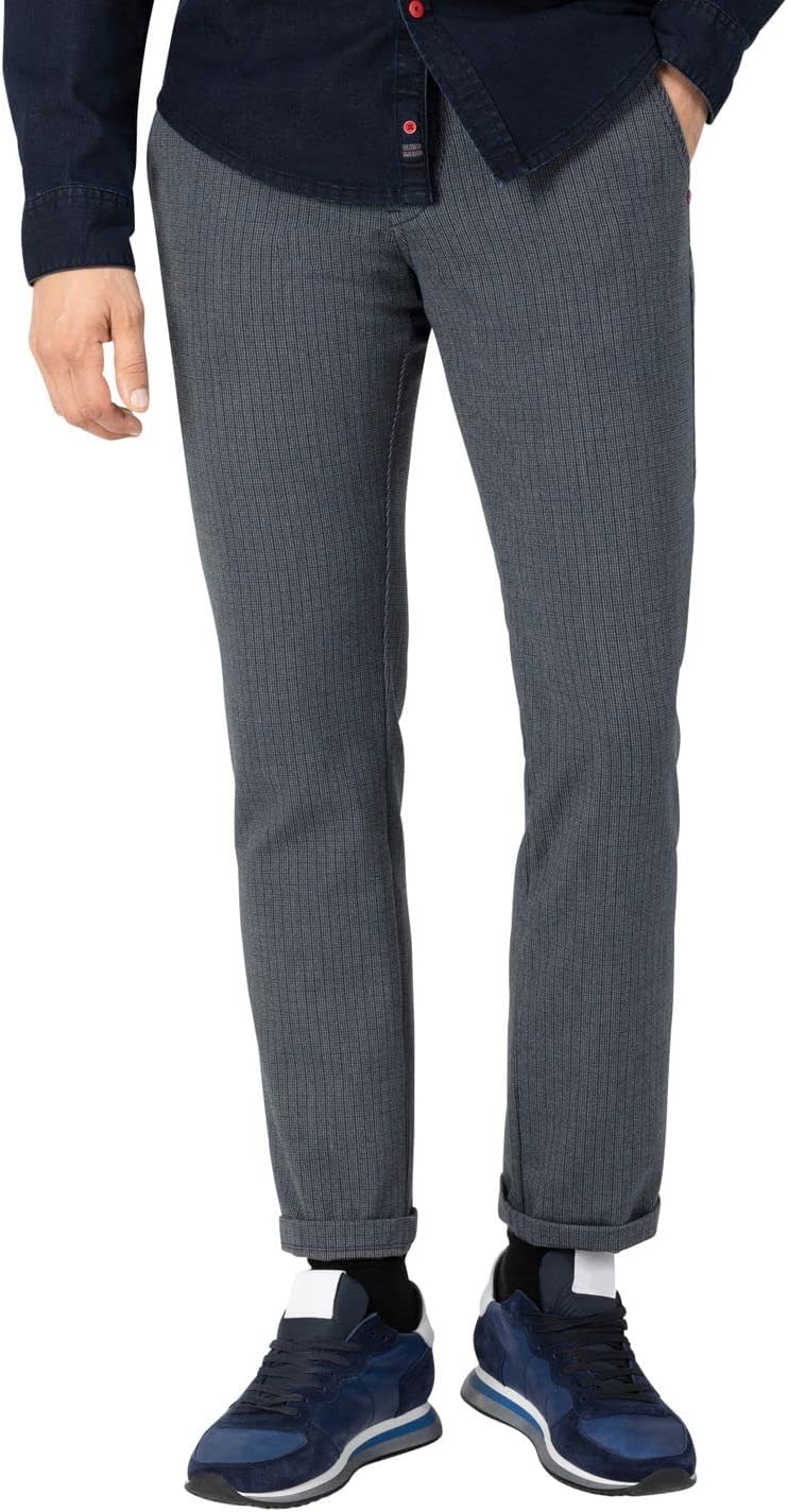 Timezone Herren Regular Luitz Freizeithose 30W / 32L Blue Check, 30W / 32L Blue Check