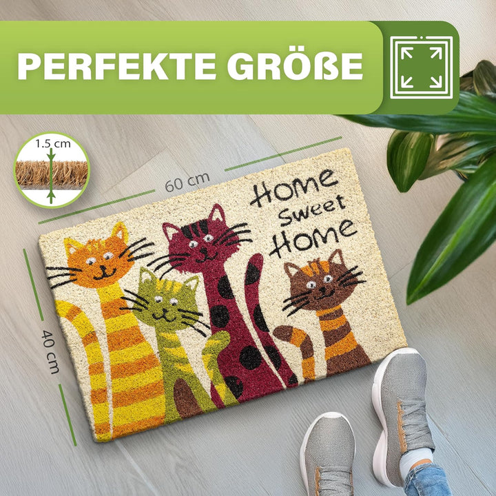 Bodenständig® Kokosmatte Fussmatte Kokos - wetterfest aussen Home Cats, Home Cats