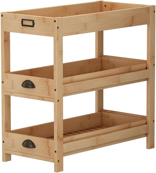 Vicco Aufbewahrungsregal Legum, Stauraumregal, Bambus, 66 x 66 cm mit 3 Ablagen Braun mit 3 Ablagen,