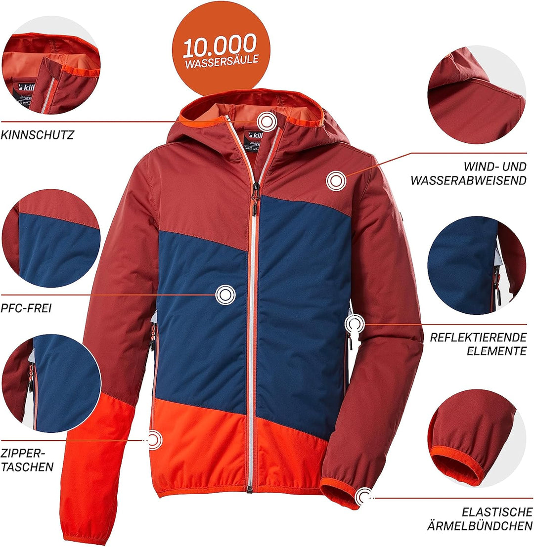 Killtec Jungen Kos 223 Bys Jckt 2-Lagen-Funktionsjacke/Outdoorjacke mit Kapuze 164 rostrot, 164 rost