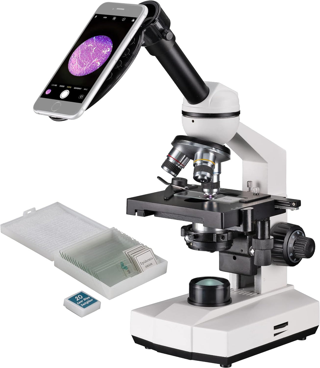 Bresser biologisches Durchlicht-Mikroskop, Erudit Basic Mono 40x-400x, Grob- und Feinfokussierung, s