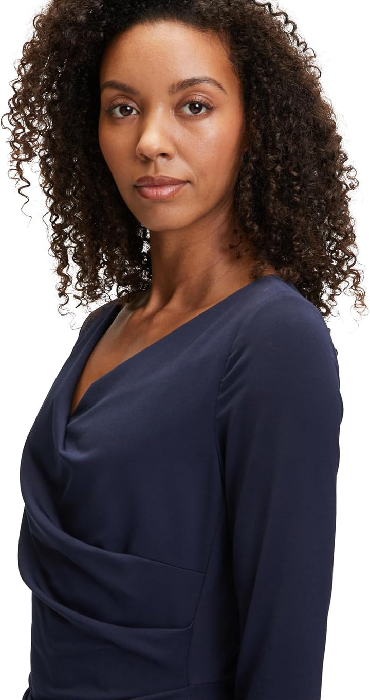 Vera Mont Damen Cocktailkleid mit V-Ausschnitt 44 Blau, 44 Blau