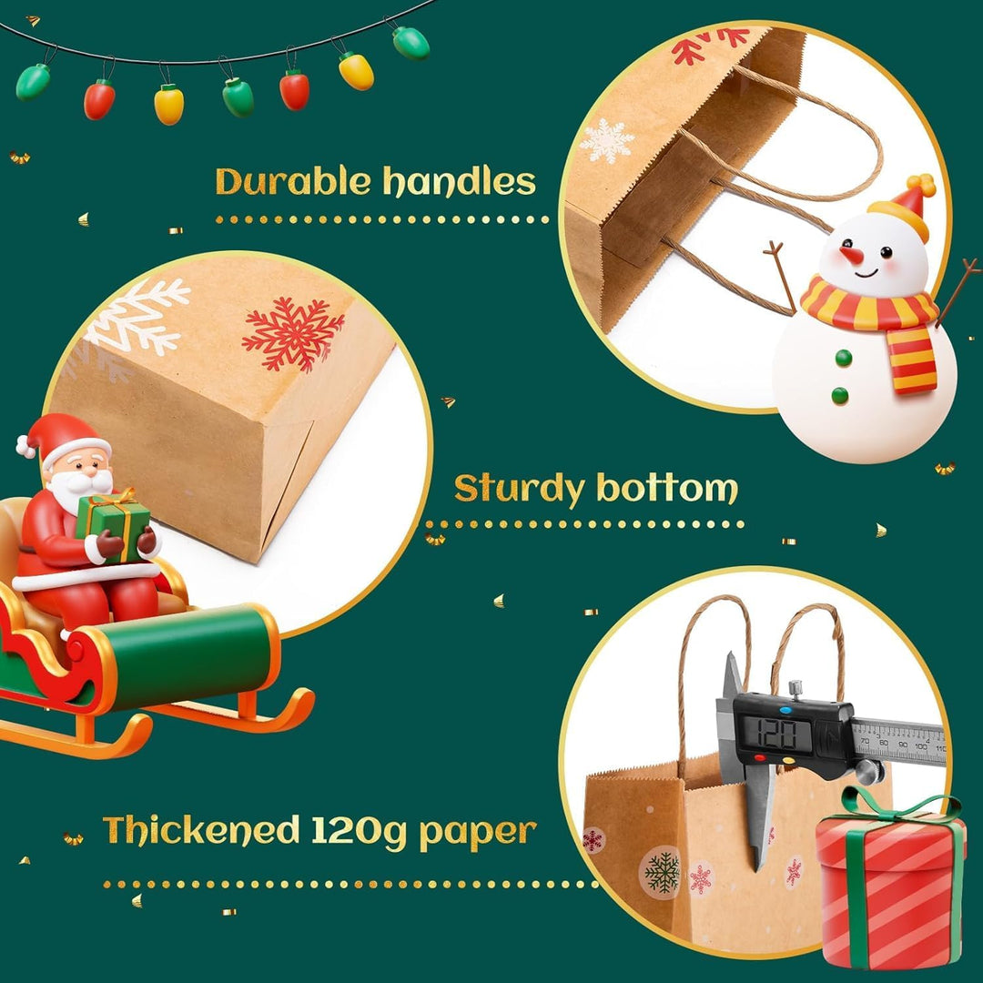 Switory 24 Stück Weihnachten Geschenktüten, 6 Stil Weihnachten kleine Papiertüten mit Griffen für We