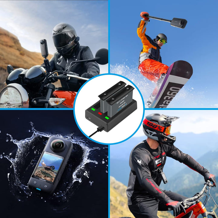 COOLSHOW Action Kamera Akku 1800mAh 2 Stück und Dreifach Ladegerät Set für Insta360 X3 und X3 Ladege