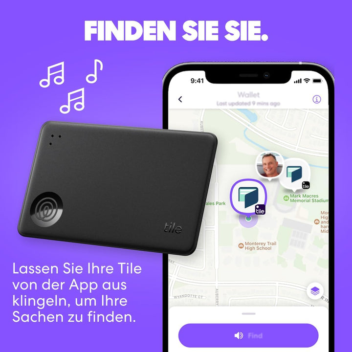 Tile by Life360 Slim - Geldbörsenfinder, Bluetooth-Tracker und Gegenstandsfinder für Gepäckanhänger,