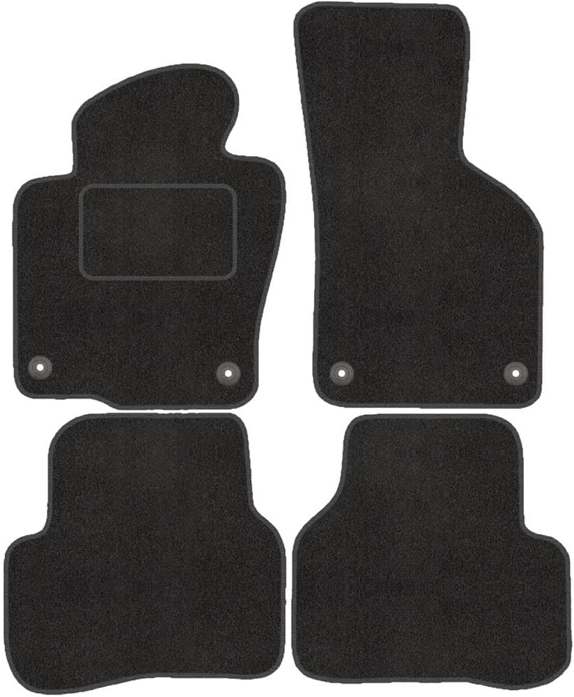 Fussmatten mit Clips 4er Set für VW Passat B7 3C 2010-2015 Velours Automatten Vorne, Hinten + Clips,