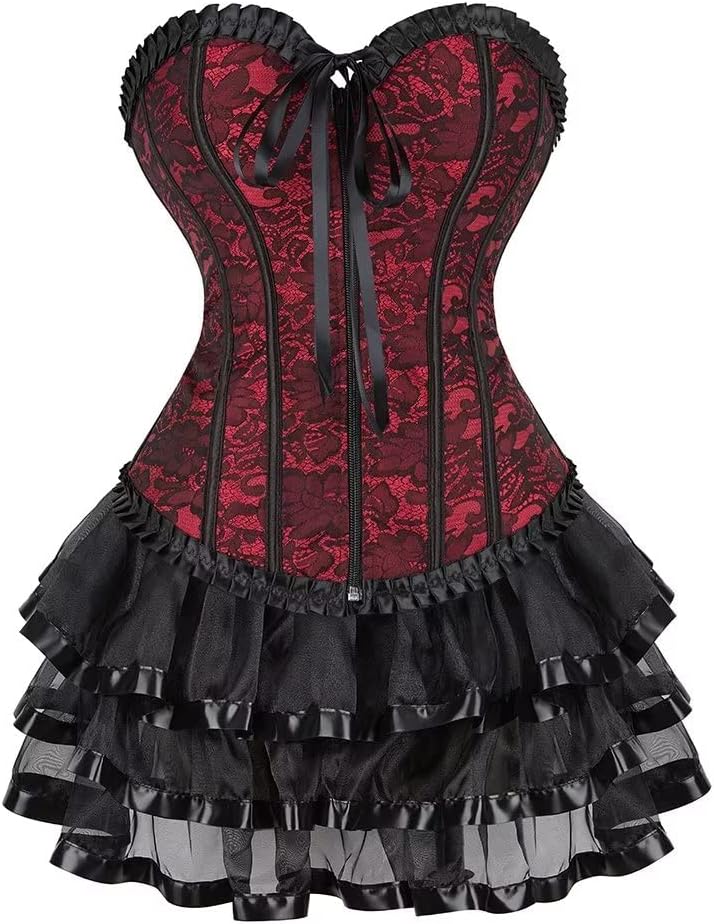 Jutrisujo Korsett Kleider Rock Damen Corsage Bustier Corset Dress Korsagenkleid Reissverschluss Goth