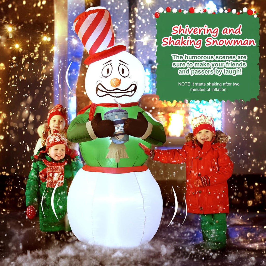 GlobaLink Aufblasbarer Schneemann XL 1,8M, Schütteln lustiger aufblasbarer Weihnachtsmann Weihnachts