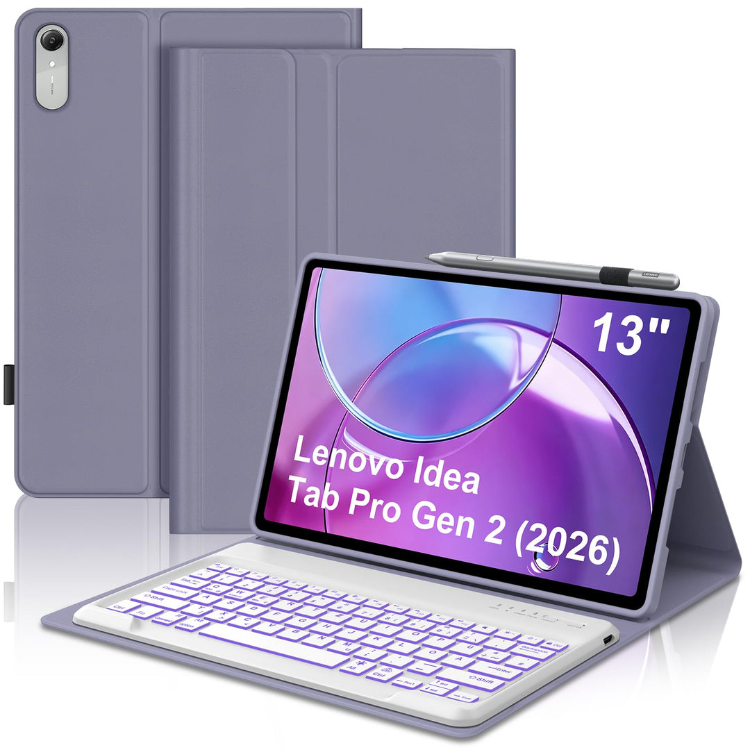 Hülle mit Tastatur für Lenovo Idea Tab Pro Gen 2 13" (2026) TB376FU - Deutsche QWERTZ Tastatur mit 7